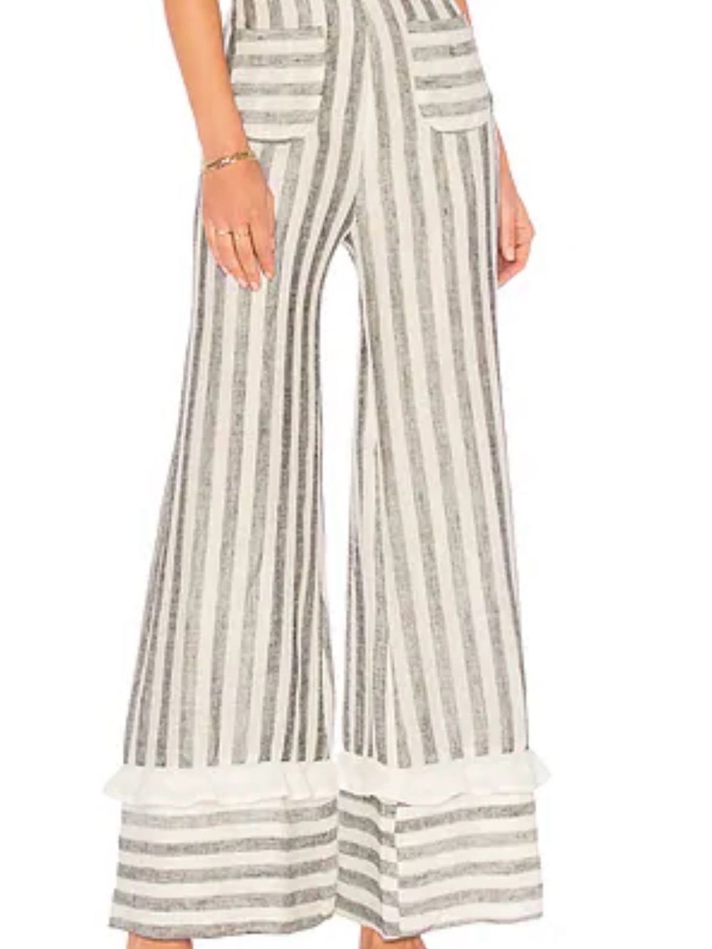 Azulu- Revolve- Cartagena Pant in Ivory & Black- 100% Linen- Size 6- NWT